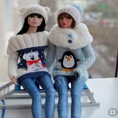 DIYのかぎ針編みのバービーの冬の服