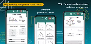 ステップ付き三角法計算機-幾何学計算機