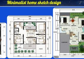 Minimalist home sketch design plakat