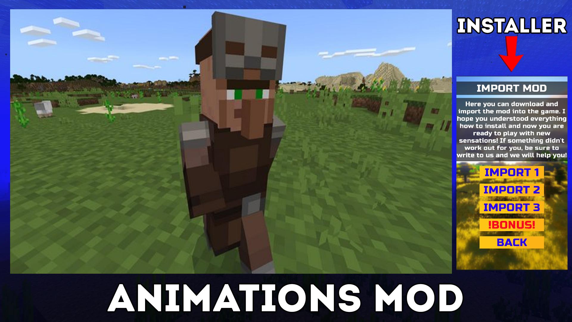 Minecraft animation Mod. Improved Mobs. Rubber animations Mod for Minecraft.