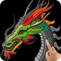 Dragon Art 3D Color By Number - Pixel Art Coloring