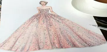 Dibujo boceto de diseños de vestidos.