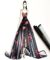 Drawing Sketch Dress Designs โปสเตอร์