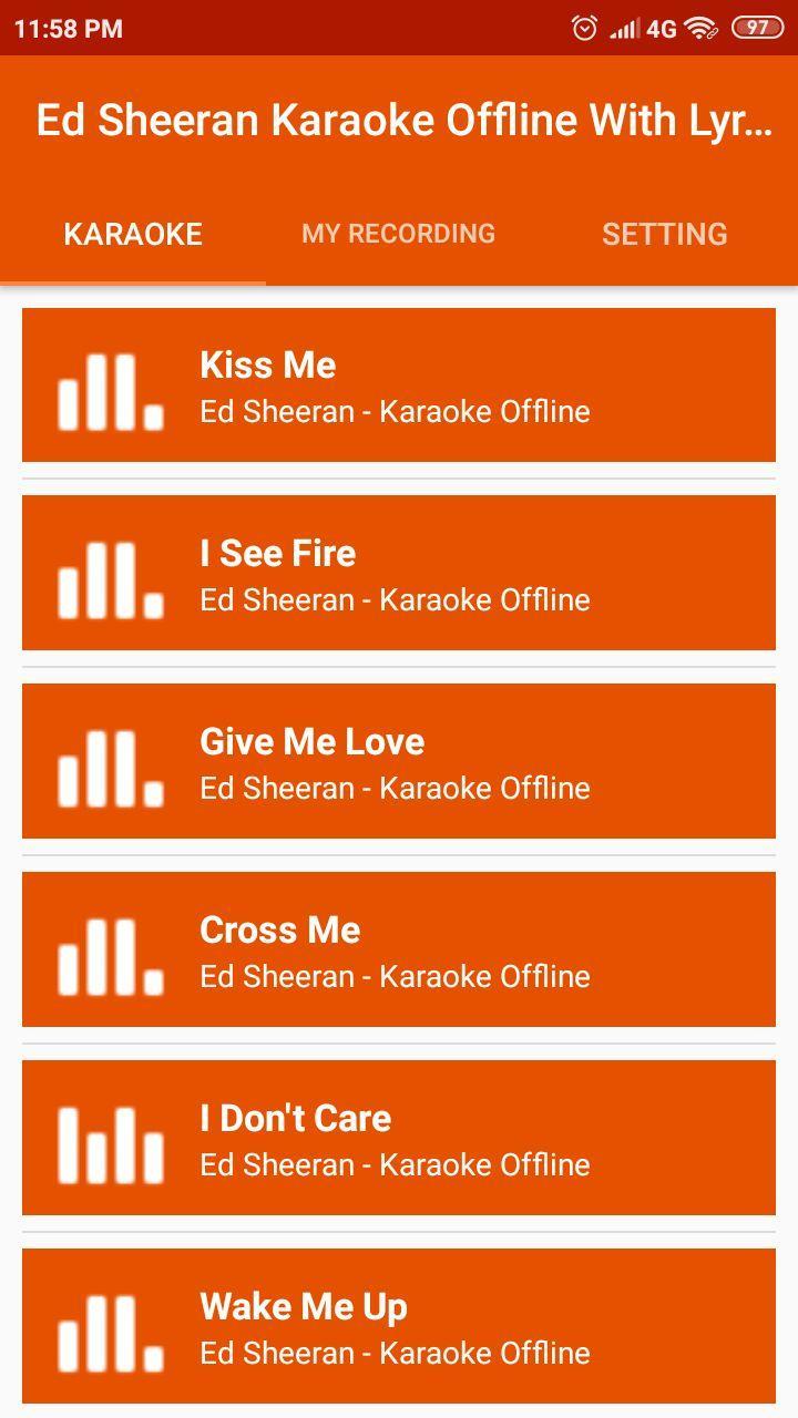 Ed Sheeran Karaoke Offline Lyrics Sing Record For Android Apk Download