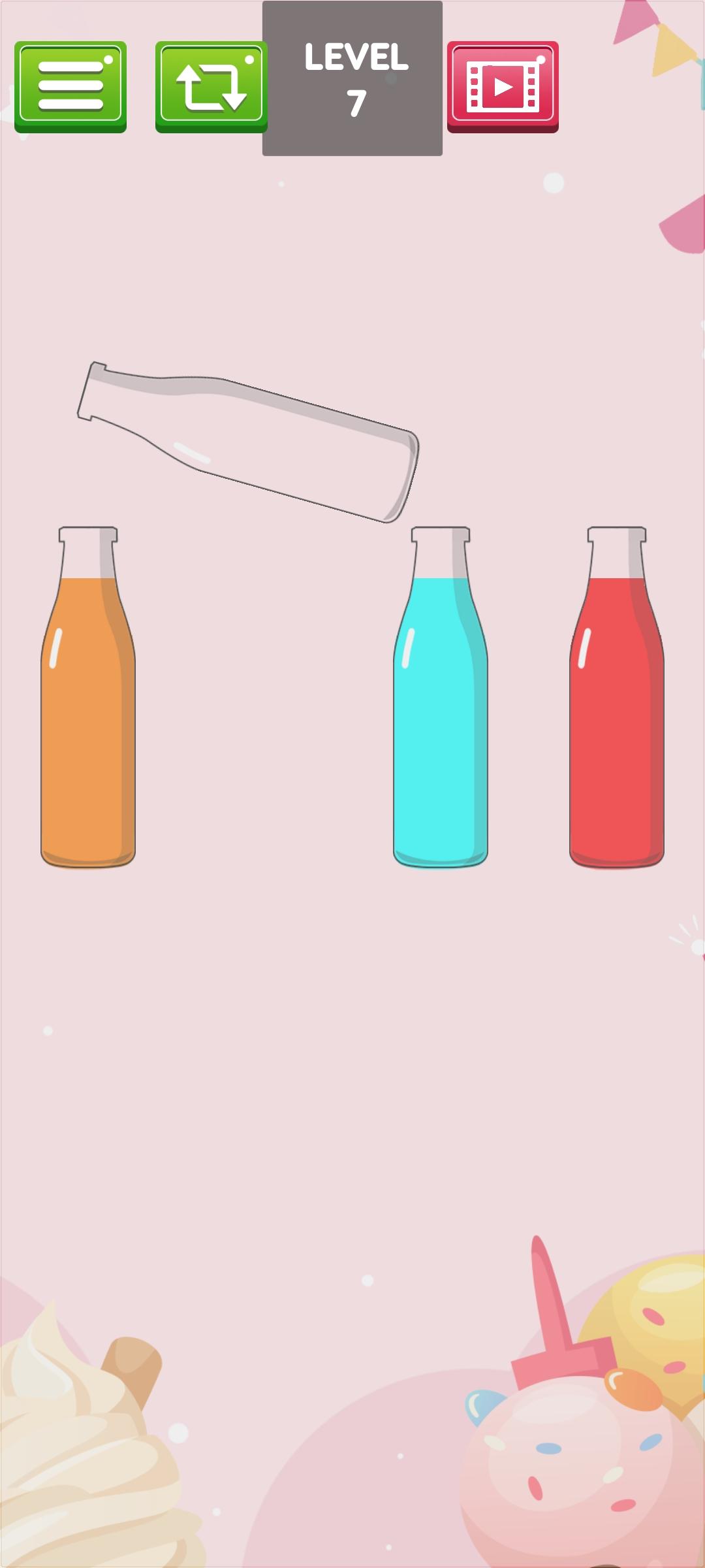 Игра переливание цветной жидкости в бутылке играть