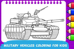 Military Vehicles Coloring poster