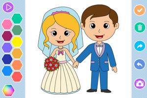 Bride & Groom Wedding Coloring Ekran Görüntüsü 3