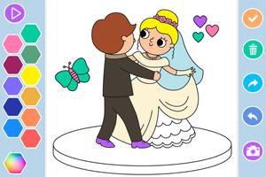 Bride & Groom Wedding Coloring Ekran Görüntüsü 1