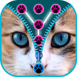 آیکون‌ Cute Cat Lock Screen 🐈 Zipper & Pattern
