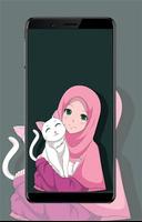 Hijab Wallpapers Cartoon Affiche