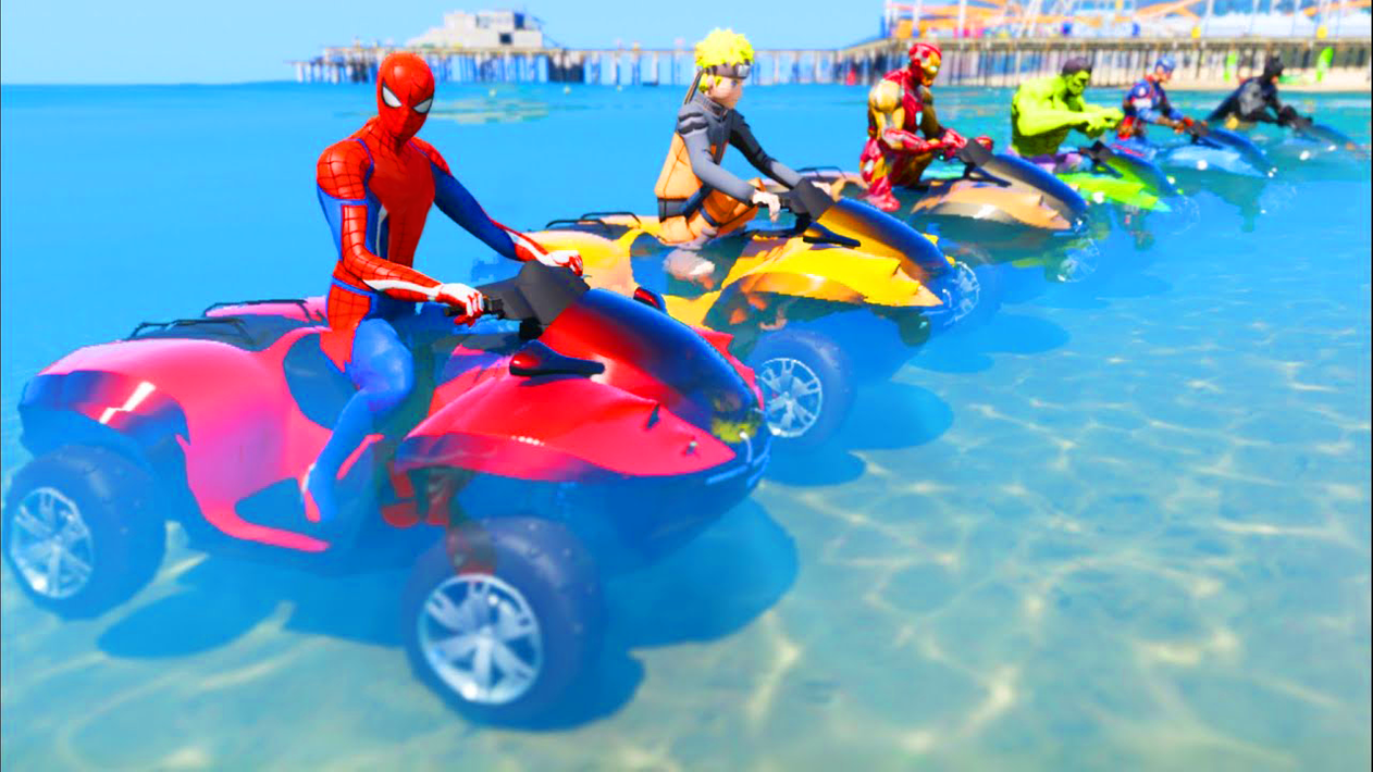 ATV Quads Bike Spider Superheroes Stunts Racing 3D screenshot 1