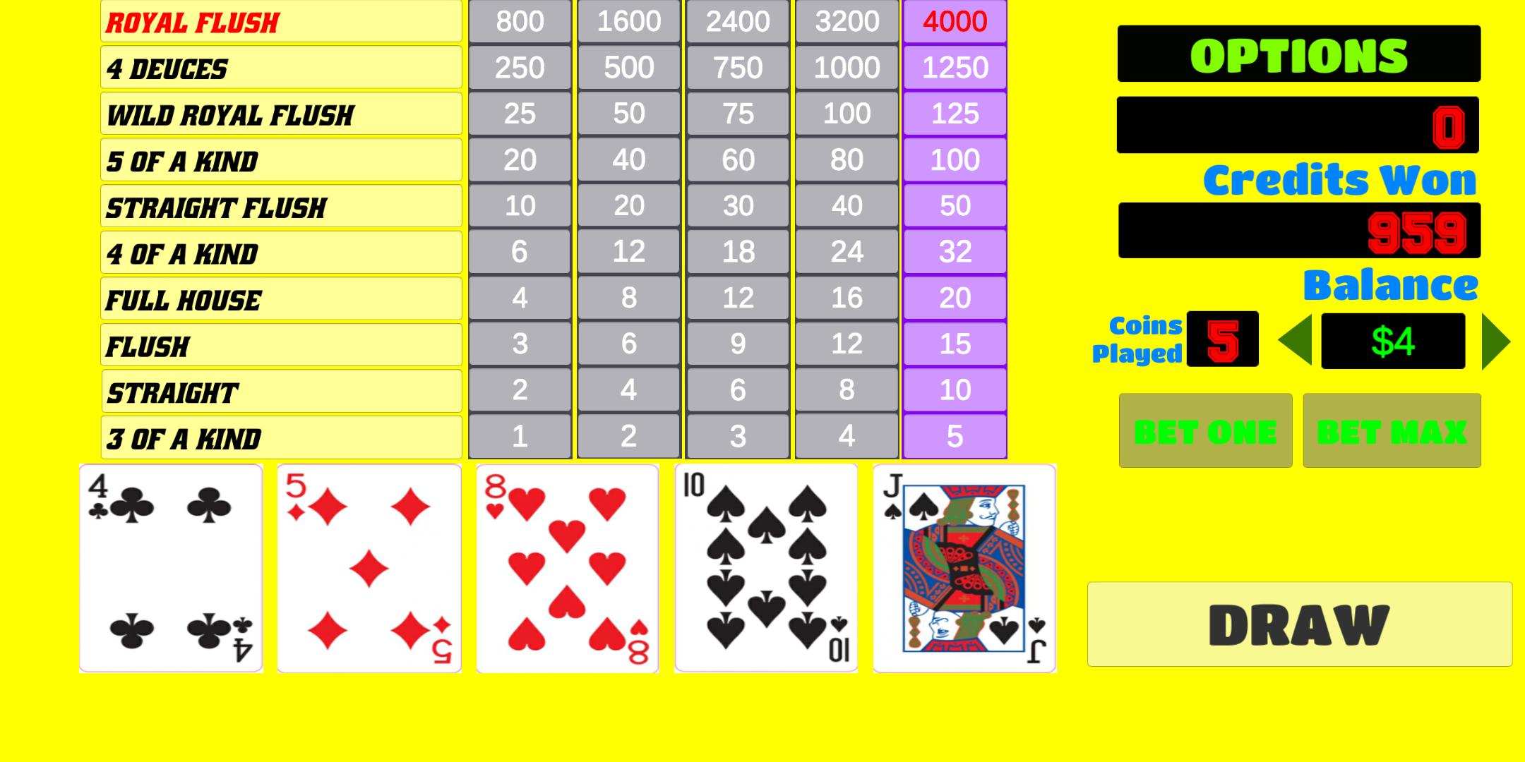 Deuces Wild Poker Trainer
