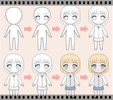 How To Draw Chibi Character Step By Step Affiche