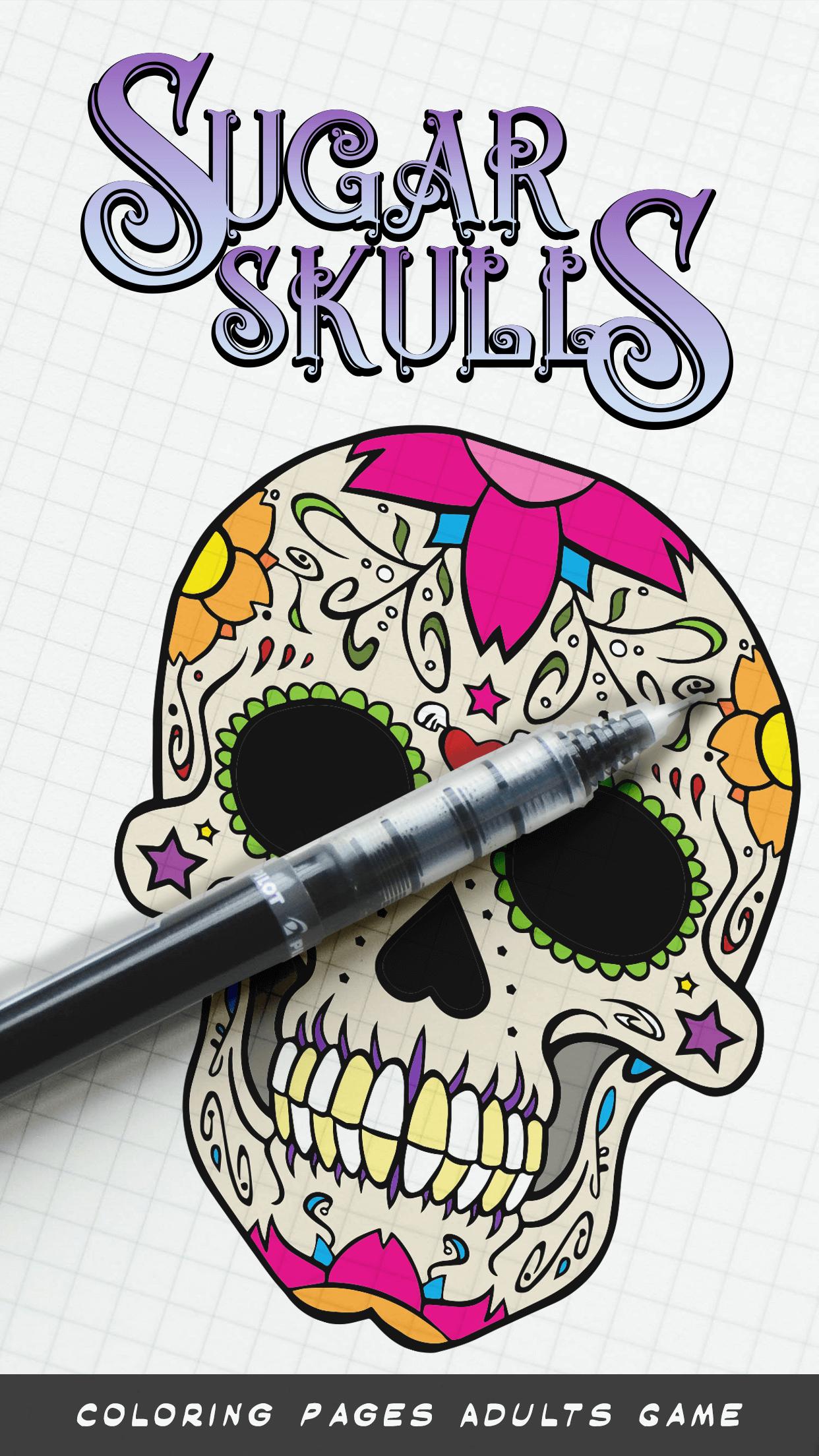 Halloween Sugar Skulls Coloring Pages Adults Game For Android Halloween Sugar Skulls Coloring Pages Adults Game For Android
