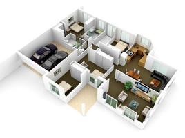 Planos de piso 3D em casa Cartaz