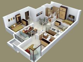 Plans d'étage de maison 3D Affiche