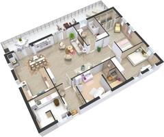 3D House Floor Plans โปสเตอร์