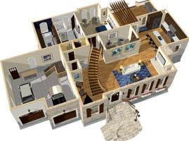 Plan d'étage de maison 3D Affiche