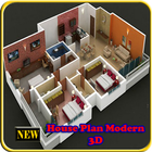 Plan de maison moderne 3D icône