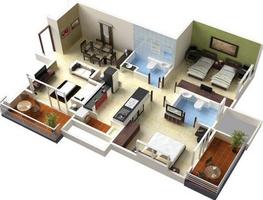 Plan de maison moderne 3D Affiche
