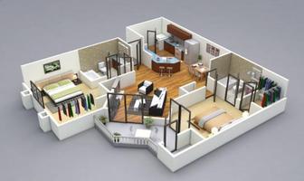 3D 주택 계획 설계 포스터