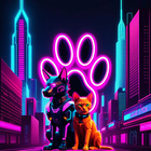 Dog and Cat: cyberpunk merge icon