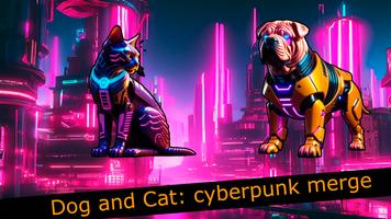 Dog and Cat: cyberpunk merge poster