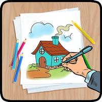 كيفية رسم البيت الملصق