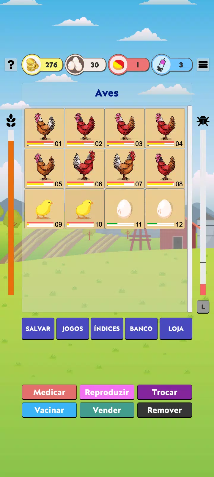 Jogo de Galo e Galinha também