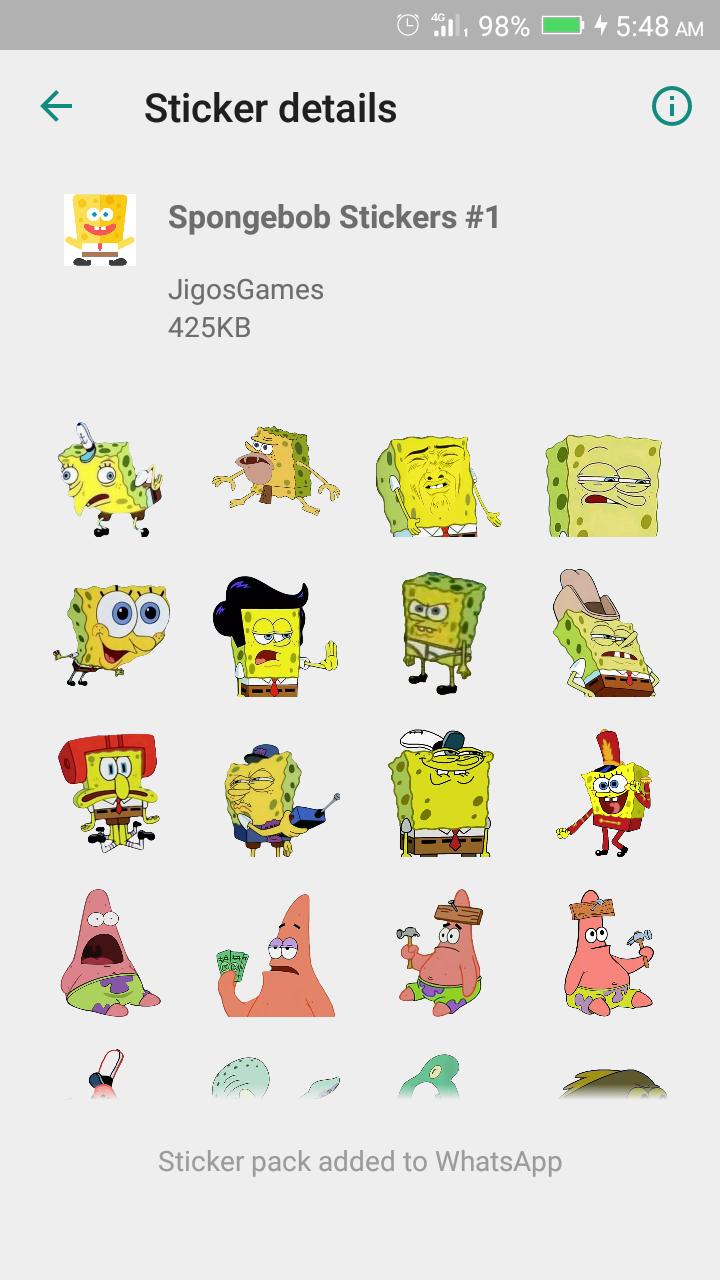 Sponge Cartoon Meme Stickers Wastickerapps For Android Apk