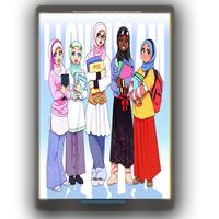 Cartoon muslimische Freunde Plakat