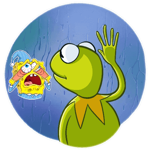 Spongebob Kermit Adventure Time WhatsApp Sticker