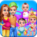 Mommy Daddy & Newborn Triplets Grown Up Nursery icono