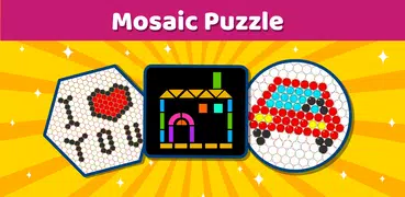 馬賽克藝術遊戲 - 塊珠和六角拼圖。