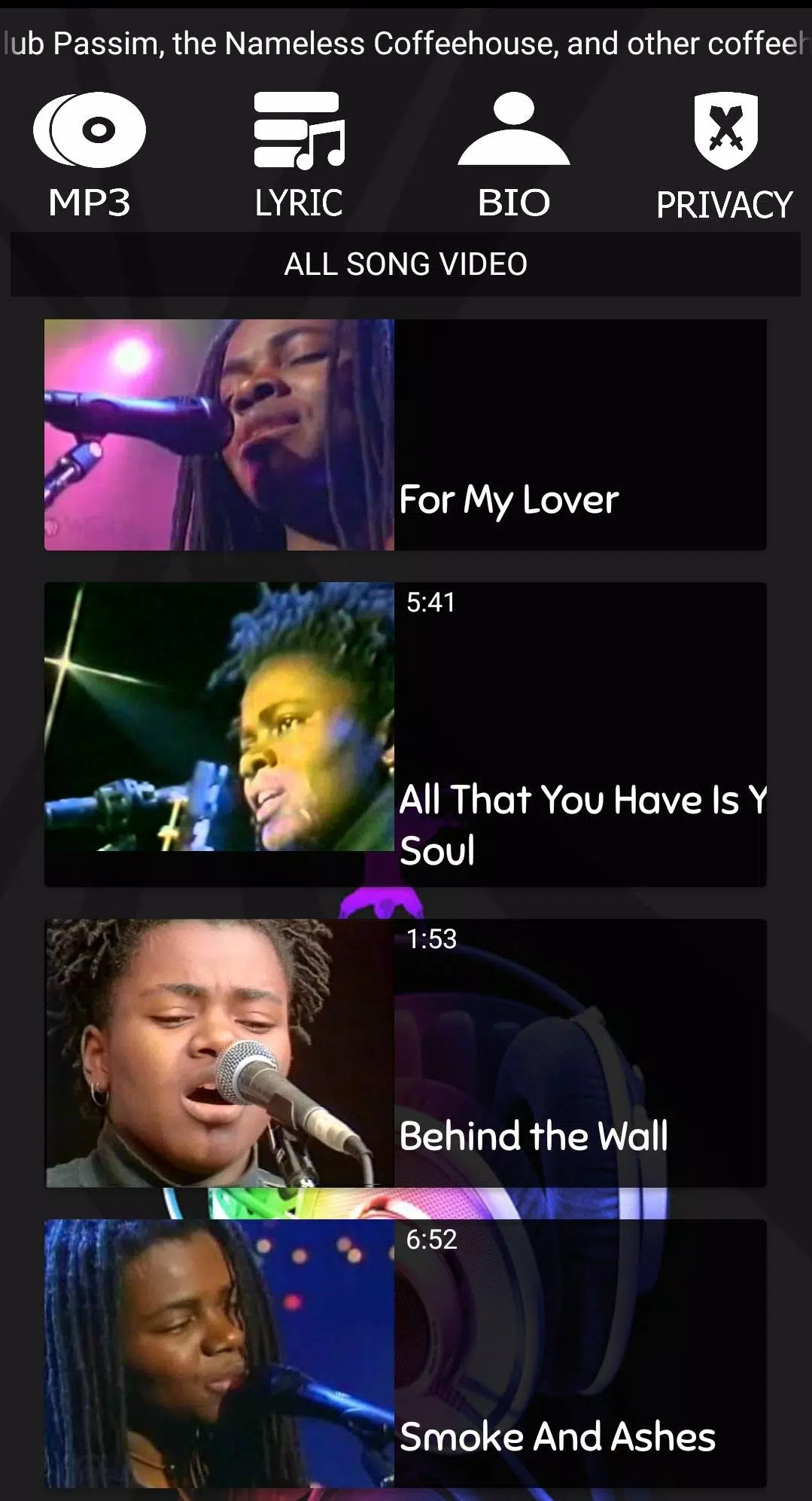 Tracy Chapman Video Songs & Mp3 APK for Android Download