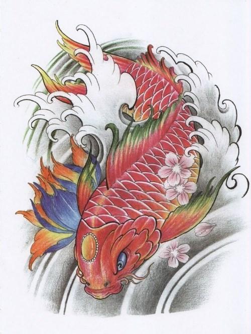 Wow 11 Gambar  Sket  Tato Ikan  Koi