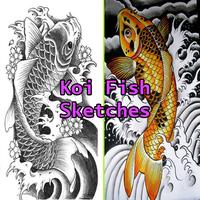 Koi Fish Sketches Affiche