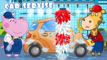 Hippo Autowerkstatt Tankstelle Plakat