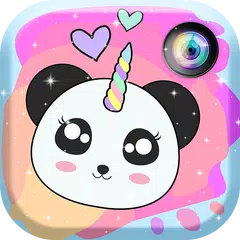 Panda Unicorno Kawaii Adesivi Fotografici