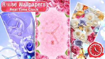🌹 Horloge Rose - Fond D Écran Fleur Rose 🌹 capture d'écran 1