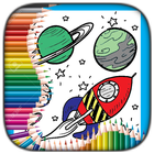 Planeten und Sterne Malbuch Zeichen
