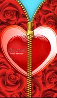 Red Heart Love Zipper Lock Screen poster