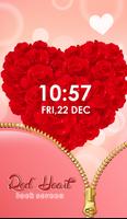 Red Heart Love Zipper Lock Screen screenshot 2