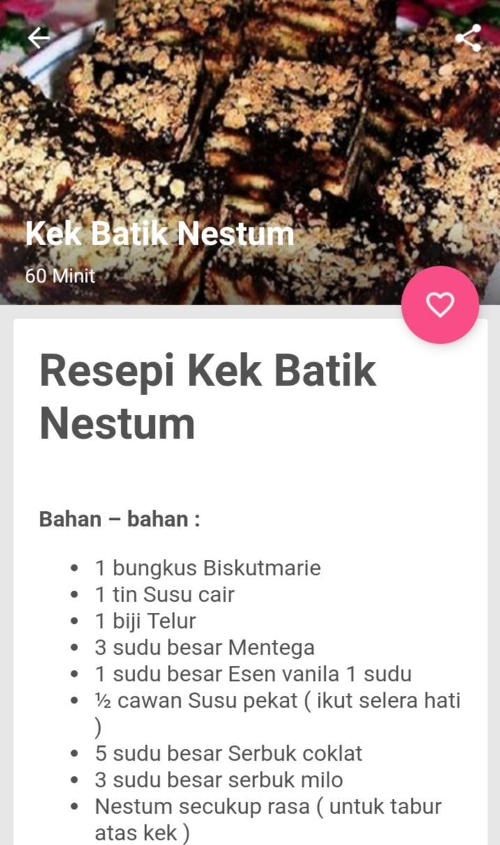 Kek batik che nom