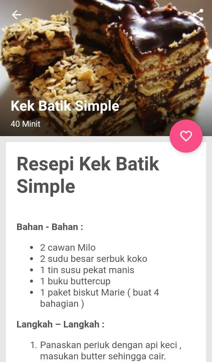 Resepi kek batik che nom