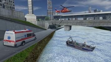 City Rescue Ambulance Helicopter & Boat Simulator Ekran Görüntüsü 3