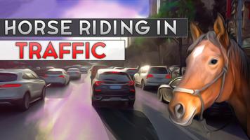 Horse Riding in Traffic Affiche