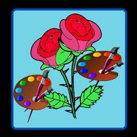 Rose Flower Coloring Affiche