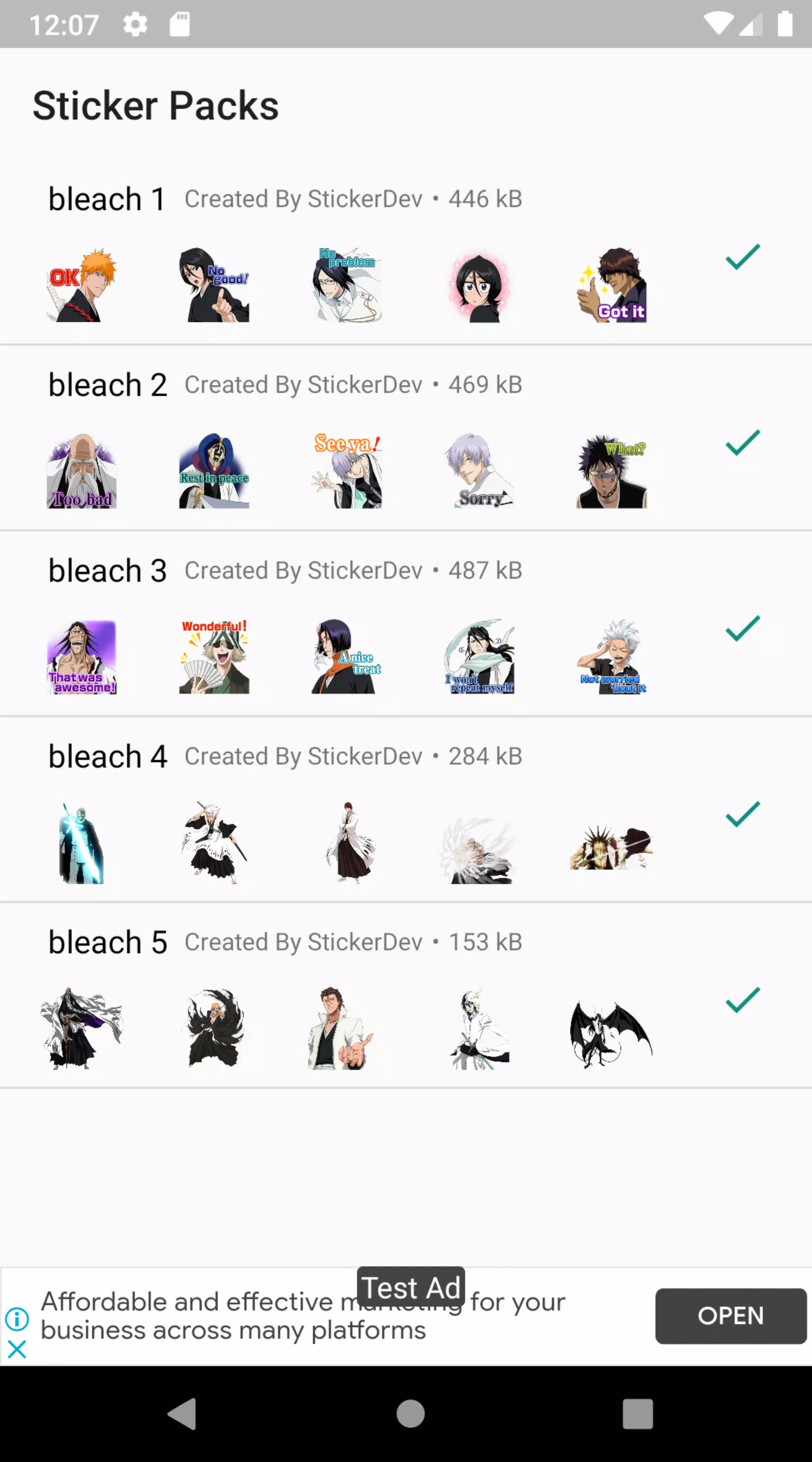 Bleach Animated telegram stickers