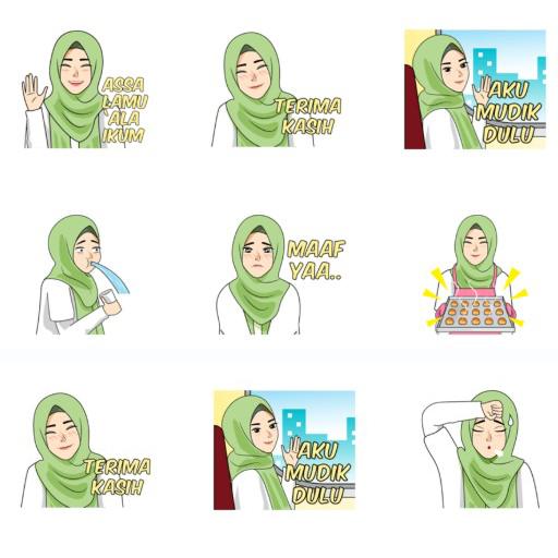 35 Ide Gambar Stiker Muslimah  Lucu Aneka Stiker  Keren